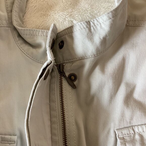 LL Bean Utility Chore Coat Jacket Womens 1X Natural Khaki Soft Lined - Picture 5 of 8